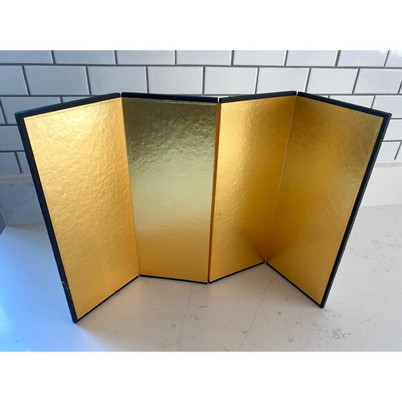 Vintage Gold Leaf Folding Screen 4–Panel Japanese Byobu Style